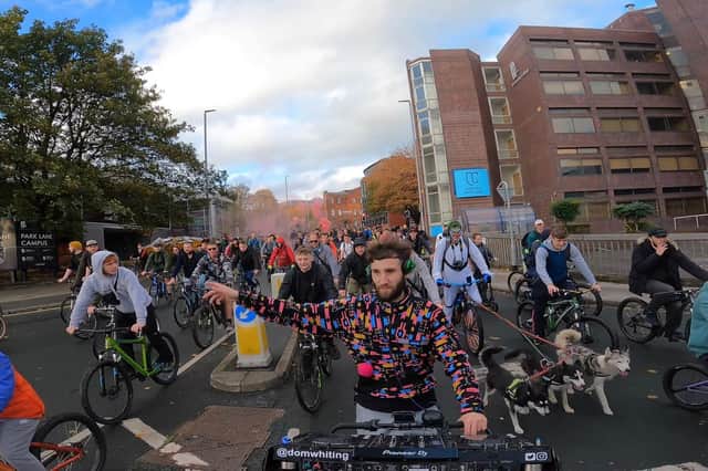 Dom Whiting leading riders as Drum and Bass on the Bike comes to Leeds