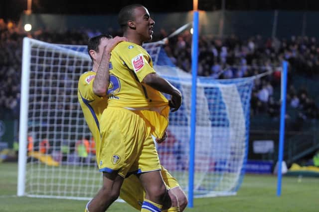Fabian Delph celebrates after scoring against Brighton & Hove Albion at the Withdean Stadium in January 2009. PIC: James Hardisty
