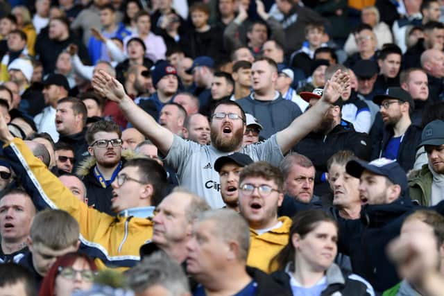Leeds United fans in full voice at Norwich City. Picture: Simon Hulme.