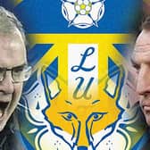 THIRD MEETING: Between Leeds United head coach Marcelo Bielsa, left, and Leicester City boss Brendan Rodgers, right. Graphic by Graeme Bandeira.
