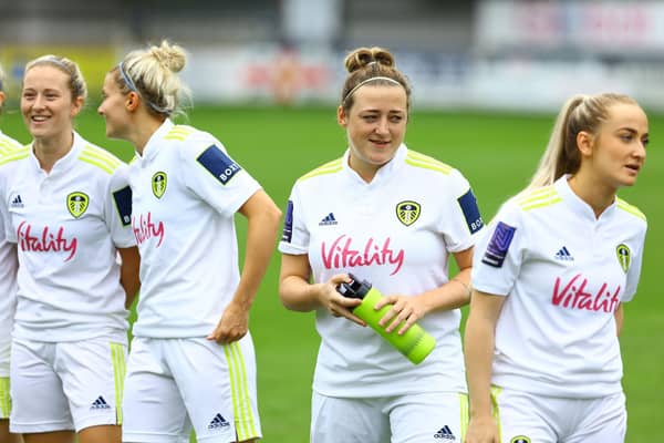Leeds United Women's Rebekah Bass, Sarah Danby, Bridie Hannon, and Paige Williams. Pic: Leeds United Football Club.