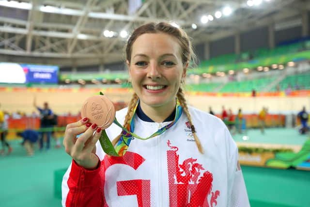 Great Britain's Katy Marchant poses with her medal after winning bronze in the women's sprint in Rio (Picture: PA)