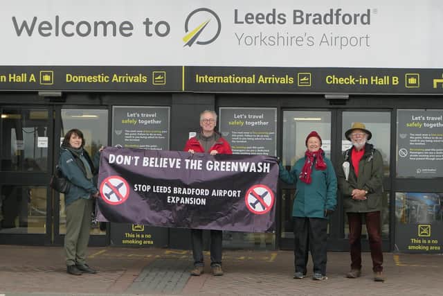 GALBA campaigners protesting outside Leeds Bradford Airport
