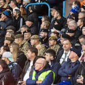 Armed Forces sit among Leeds United fans inside Elland Road on Saturday during the Whites' clash with Leicester City.
