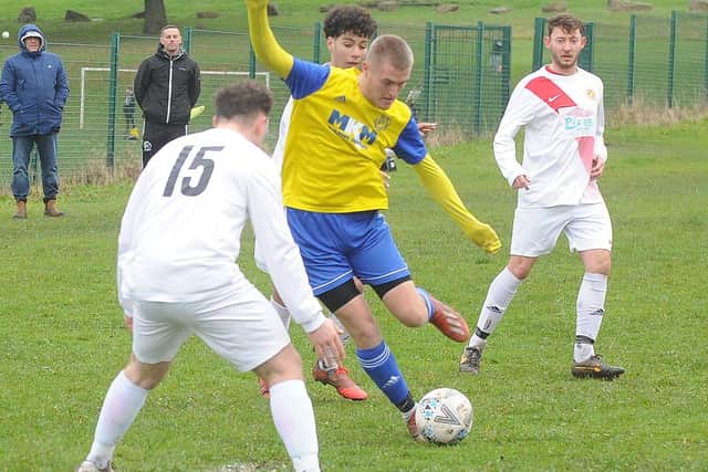 Chris Barr of Stanningley Old Boys on the run. Picture:Steve Riding.