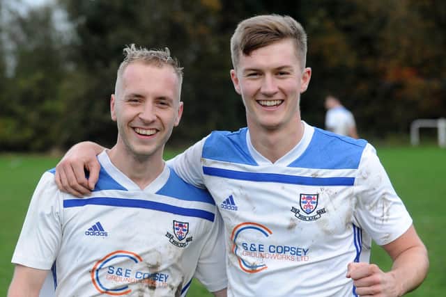 Pool goalscorers Nicky Bulcock and Jack Farrimond. Picture: Steve Riding.