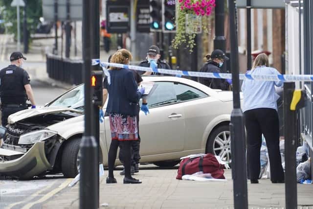 Crime scene on Westgate, Wakefield, after Karolina Serafin caused horror crash.