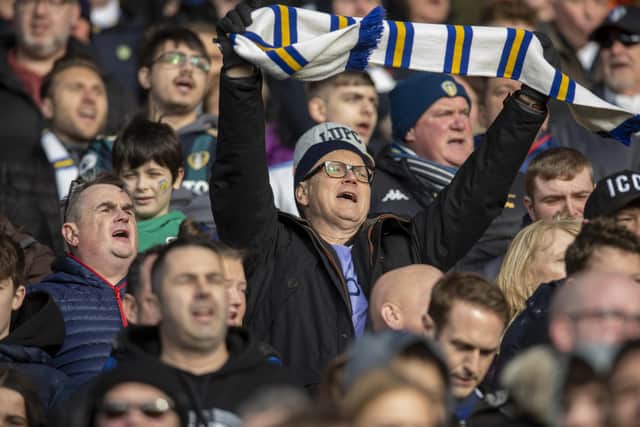 Leeds United fans get behind their side. 
Picture: Tony Johnson.
