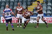 Aaron Jones-Bishop, with ball, has signed a new Hunslet contract. Picture by Paul Johnson/Hunslet RLFC