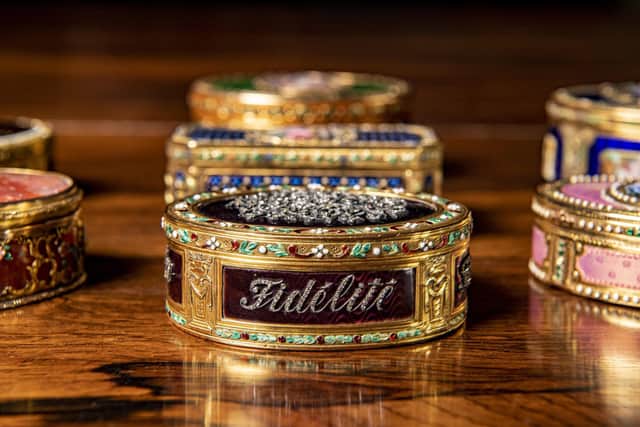 Stolen 18th Century golden snuff boxes which have been returned to Temple Newsam House after being tracked down by the Art Loss Register. Picture Tony Johnson