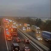 Traffic cameras on the Westbound carriageway show the traffic that has built up near junction 30. Picture: Highways England.