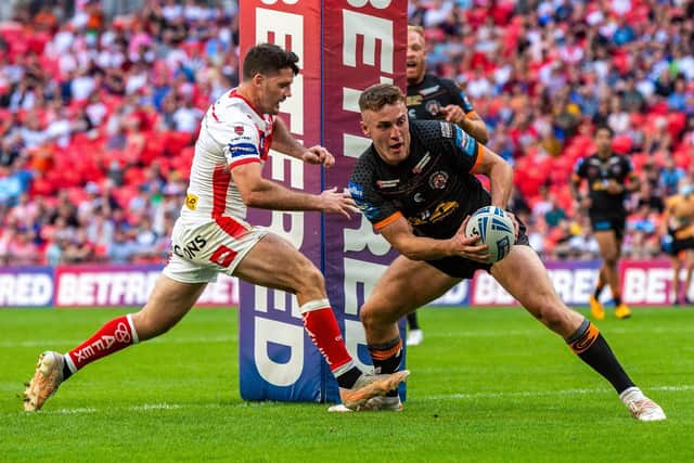 Jake Trueman was a try scorer for Tigers in this year's Challenge Cup final defeat by St Helens. Picture by Bruce Rollinson.