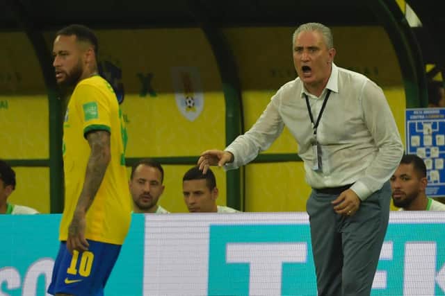 Brazil head coach Tite giving instructions to his side. Pic: Getty