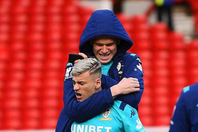 MON BEBE - Illan Meslier and Gjanni Alioski enjoyed a close friendship at Leeds United. Pic: Jonathan Gawthorpe