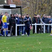 A bumper crowd watches Horbury Town's West Yorkshire League Premier Division clash with Horsforth St Margaret's. PIcture: Steve Riding.
