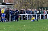 A bumper crowd watches Horbury Town's West Yorkshire League Premier Division clash with Horsforth St Margaret's. PIcture: Steve Riding.
