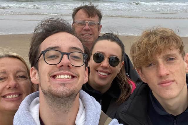 Nicky Newbon (front left) pictured with his famly