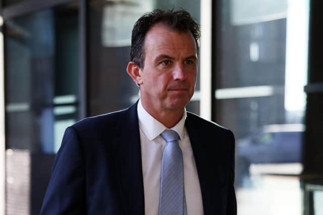 ECB chief executive Tom Harrison arriving for the hearing.