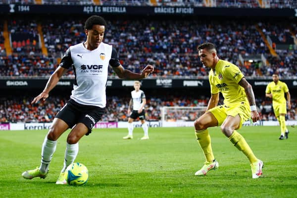 IN FORM: Leeds United's Helder Costa, left, in action for loan side Valencia against Villarreal last month. The winger is thriving for club and now new country too. Photo by Eric Alonso/Getty Images.