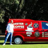 Benji Baker, 45, travels around east Leeds with his mobile coffee van Mister Coffee