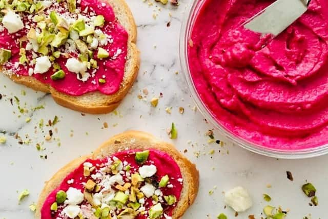 The Beet Hummus Toast is one of the dishes on offer