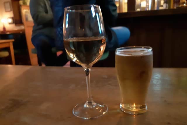 A glass of Pinot Grigio and a splash of Somersby cider at the Royal Hotel in Pudsey.