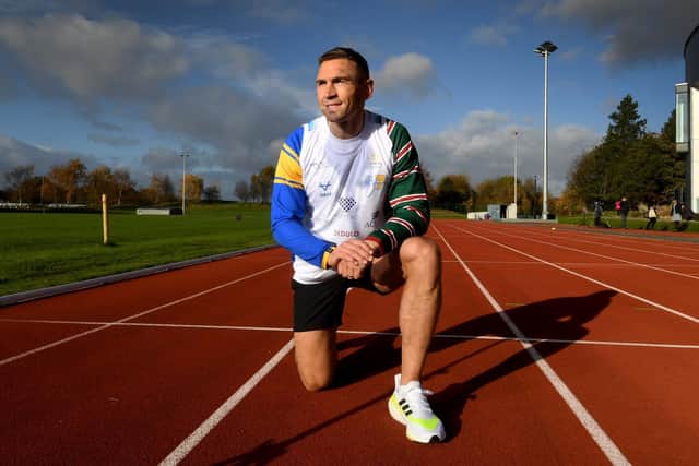 Kevin Sinfield prepares for his 101-mile challenge at Leeds Beckett University's Carnegie School of Sport. Picture by Simon Hulme.