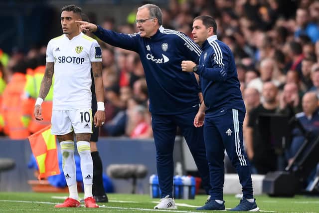 GREAT CHALLENGE - Marcelo Bielsa says Raphinha will get even better if he can make Leeds United better. Pic: Getty