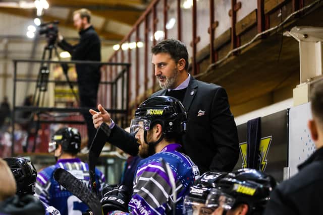 IMPRESSED: Manchester Storm head coach Ryan Finnerty liked what he saw from Archie Hazeldine in their 7-3 Chalenge Cup win over Nottingham Panthers last Sunday. Picture courtesy of Mark Ferriss/EIHL.