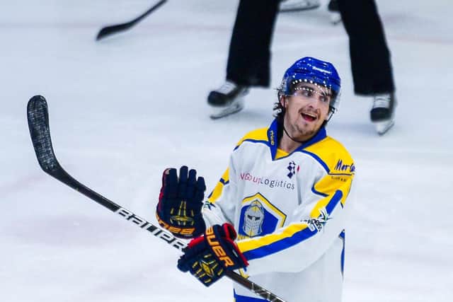 Leeds Knights Brandon Whistle scored his third hat-trick in six games to help his team beat Bees IHC 4-2 on Saturday. Picture: James Hardisty.