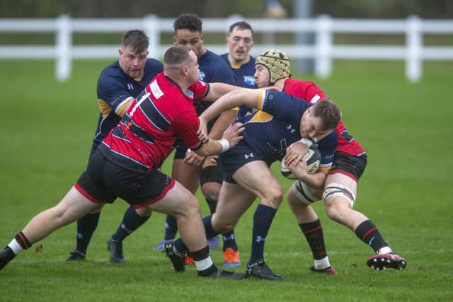 FALSE DAWN: Tom Williams, with ball, scored a try in the first minute for Leeds Tykes against Chinnor on Saturday. Picture: Tony Johnson.
