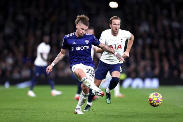 TWO HALVES - Kalvin Phillips was superb for Leeds United in the first half, keeping Harry Kane quiet alongside Liam Cooper, but the pair couldn't silence him in the second half as Tottenham Hotspur took control. Pic: Getty