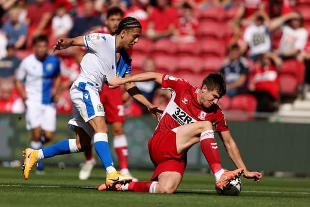 Leeds United loanee Ian Poveda in action for Blackburn Rovers at Middlesbrough. Pic: PA