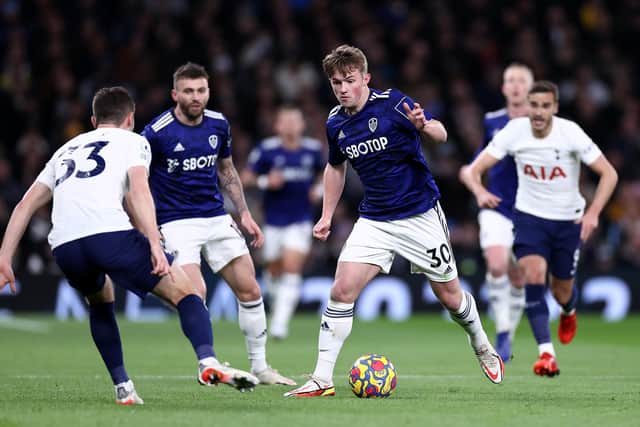 Leeds United youngster Joe Gelhardt in action at Tottenham Hotspur. Pic: Getty