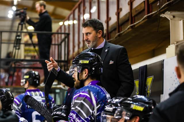 TWO-WAY STREET: Manchester Storm head coach, Ryan Finnerty. Picture courtesy of Mark Ferriss/EIHL.