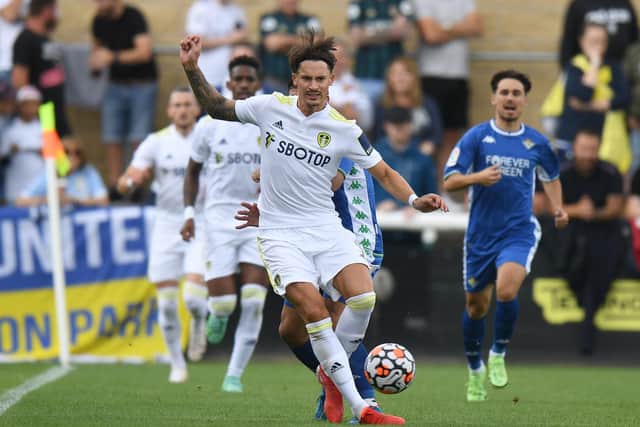 Robin Koch on the ball in Leeds United's pre-season friendly against Real Betis. Pic: Tony Marshall.