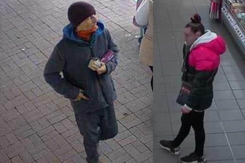 Police investigating a burglary in Leeds have released CCTV images of a man and woman they want to identify after a bank card stolen in a car robbery was used. Picture: WYP.