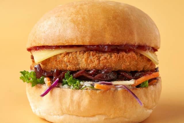 The Christmas vegan turkey burger on sale in Leeds' new LEON at Gildersome before other branches.