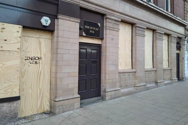 The Duncan pub in Duncan Street, Leeds, has been boarded up.