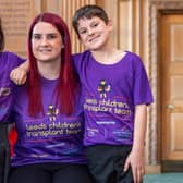 Transplant recipient Mia Mason, nine, with mum Sammi Ramsey and younger brother Harry Mason. Picture: James Hardisty
