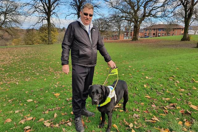 Graham Varley with his guide dog Griffin