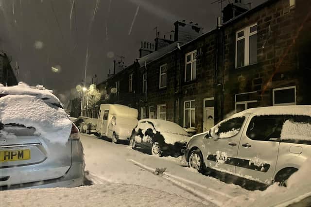 Snow on a Leeds street (Image credit: @avsybaby via Twitter)