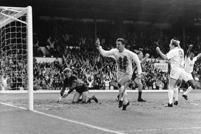 FIRST OF MANY: A 20-year-old Gary Speed celebrates netting his first goal for Leeds United and first in professional football to put the Whites ahead against Bradford City at Elland Road back in April 1990. Picture by YPN.
