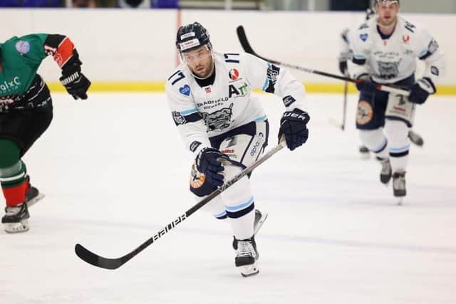 Jason Hewitt sored with 61 seconds left on the clock against Leeds Knights, but that was as close as Sheffield Steeldogs could get at Ice Sheffield. Picture: Peter Best.