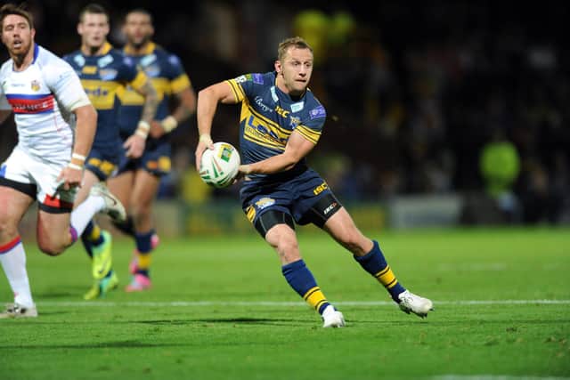 Former Leeds Rhinos player Rob Burrow has backed a campaign to raise £5m for a new purpose built centre where he and other Motor Neurone Disease patients can be treated. He is pictured in action for the club in 2012 in the Super League play off versus Wakefield Trinity Wildcats.