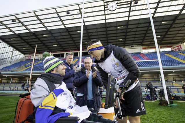 Kevin Sinfield's former team-mate and pal, Rob Burrow was waiting for him at the end of his 101 mile run to raise money for the  The Rob Burrow Centre for Motor Neurone Disease and the Motor Neurone Disease Association.