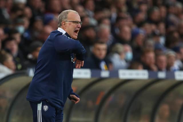 BACK TO BACKS: Leeds United and head coach Marcelo Bielsa, above, now have two consecutive home games, Tuesday's clash against Crystal Palace followed by Sunday's fixture against Brentford. Photo by Robbie Jay Barratt - AMA/Getty Images.