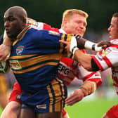 Leeds Rhinos powerhouse Darren Fleary on the charge against Wigan in 1999. Picture: Gart Longbottom.