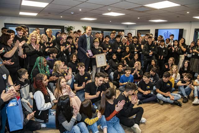 The Duke of Cambridge presented the Queen's Award for Voluntary Services to CATCH during a visit to the Harehills based charity today (Tuesday).