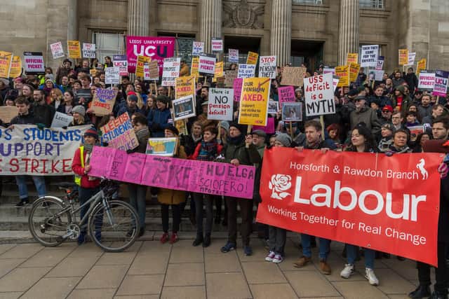 This is not the first time that staff at the University of Leeds have joined strikes with a similar dispute over pensions taking place in 2018. Picture: James Hardisty.